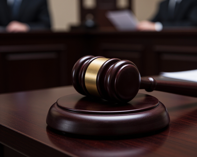 Judicial Gavel in Courtroom