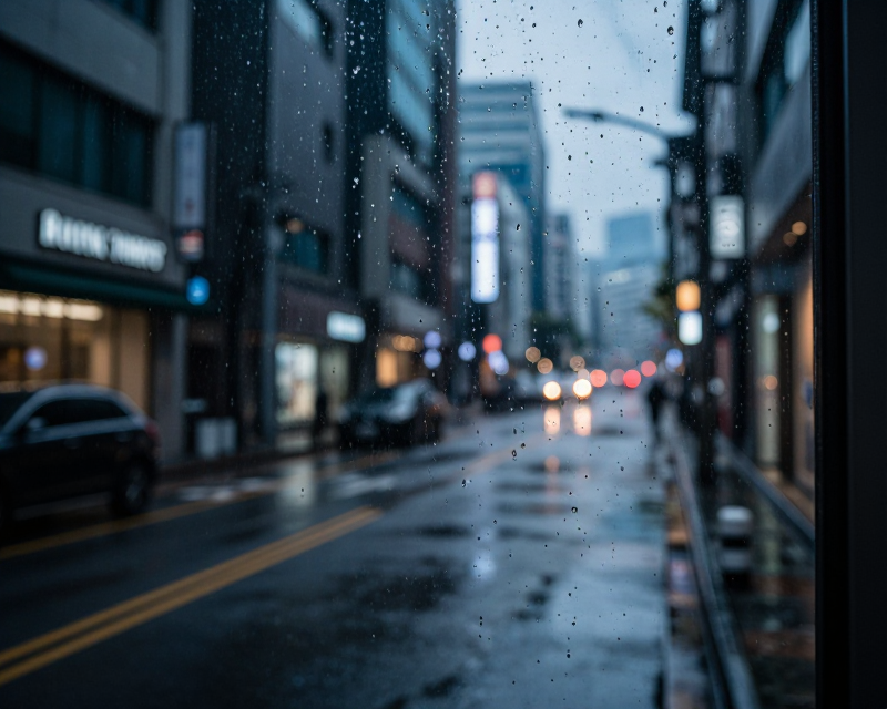 Rainy Urban Atmosphere in Korea
